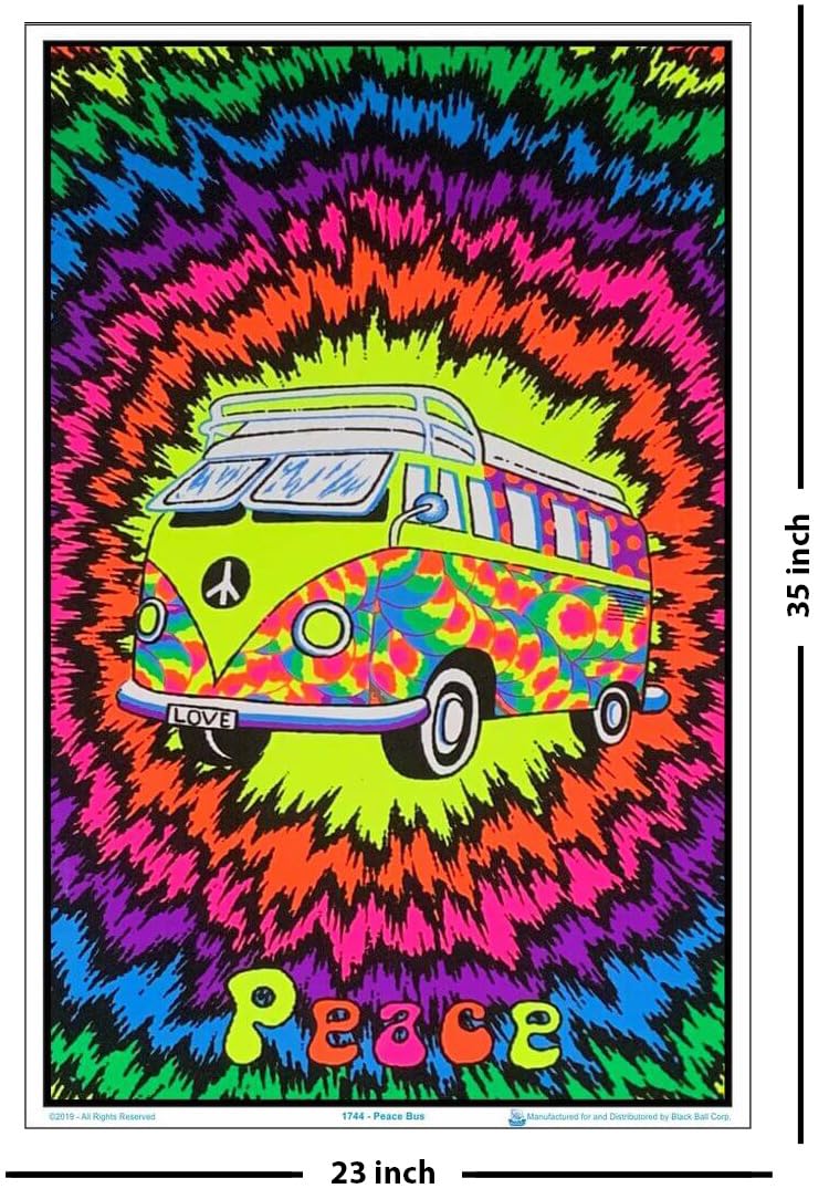 Amazon.com: Scorpio Posters Peace Bus Blacklight Poster - Flocked